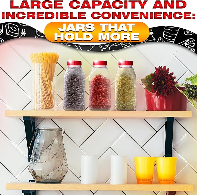 2 Pcs Large Seasoning Shaker – 32oz Large Seasoning Containers with Dual Shake Lids for Spices and Herbs, Transparent Design with Wide Mouth for Easy Filling, Durable Odor-Resistant Plastic Material