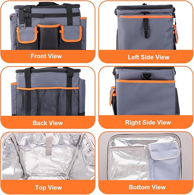 Large BBQ Grill Caddy with Paper Towel Holder, Foldable Insulated Picnic Organizer Bag for Outdoor Grilling, Tailgating, Camping, RV Trips, Must-Have Storage for Cooking Tools Supplies