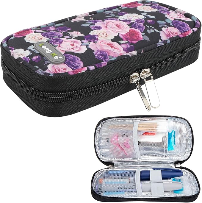YOUSHARES Insulin Cooler Travel Case - Travel Ice Pack for Diabetic Organize Supplies Diabetes Bags Insulated Cooling Bag (Rose)