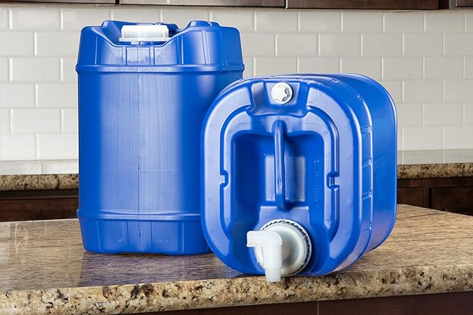 Legacy Food Storage Emergency Water Storage Containers, Long Term 5 Gallon Water Tank - 4 Stackable Food Grade Tanks Included, for Camping, Prepping, Survival - 20 Gallon Total Capacity