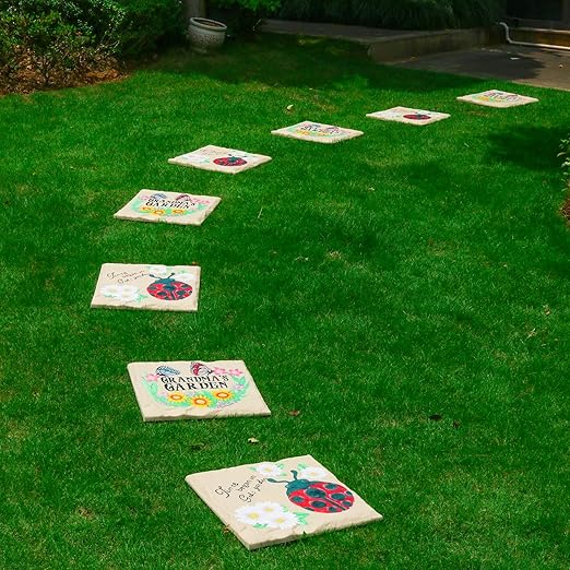 4Pcs Square Butterfly Stepping Stone Outdoor Garden Walkway, Durable Plastic Pavers for Patio, Pathway, and Landscaping, Weatherproof Stepping Stones with Ground Stakes for Easy Installation