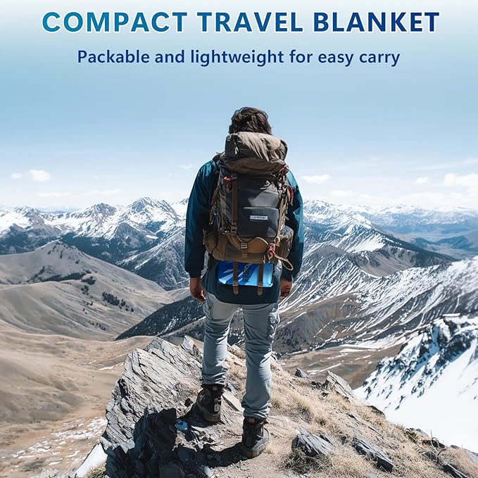 Outdoor Camping Blanket, Packable Down Alternative Puffy Printed Camp Blankets Ultra Warm Lightweight Hammock Top Quilt Waterproof Blanket for Travel Picnic Stadium Hiking Party Cold Weather 55"x78.8"