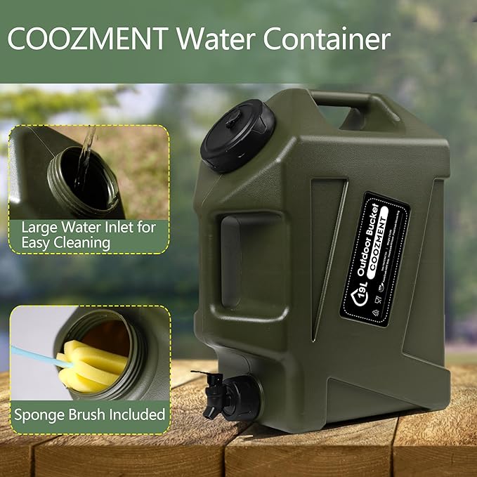 3.2 Gallon/5 Gallon Water Containers with Spigot, BPA Free Water Jug, Military Green Water Tank, Multifunction Water Storage Containers for Camping Outdoor Hiking,Emergency Stroage