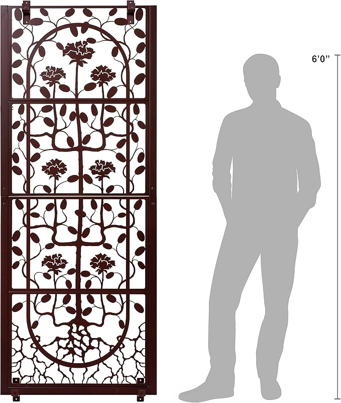 H Potter Wall Trellis Patio Deck Garden Balcony for Climbing Plants Metal Art Decor Decorative Privacy Screen Panel Outdoor Indoor Backyard Roses Vines Wall Brackets Included