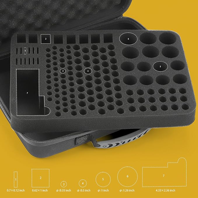 MOSLA Battery Organizer, Waterproof Battery Organizer Storage Case with Tester BT-168 (Yellow&Black)