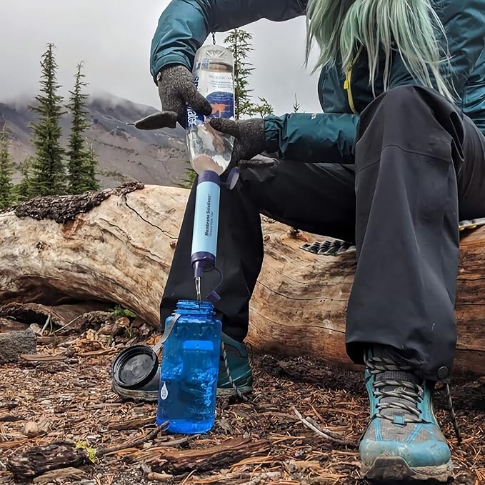 Membrane Solutions Straw Water Filter S1, NSF/ANSI 42&372&401 certificated, Survival Filtration Portable Gear, Emergency Preparedness, Supply for Drinking Hiking Camping Team Family Outing