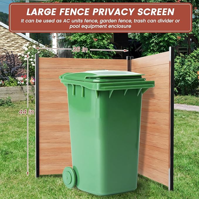 LILYPELLE 36in W x 44in H Air Conditioner Fence, 2 Panels Outdoor Wood Fence Privacy Screen with Metal Stakes, Outside Trash Can Pool Equipment Enclosure Panels Decorative Fences