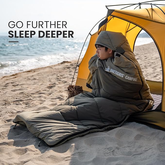 OneTigris Trailnap Sleeping Bag 3 Season Extra-Wide Warm for Camping Backpacking Travel Outdoor Activities