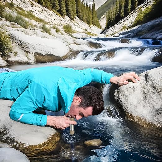 Miniwell L630 Portable Water Filter with Upgraded Vacuum Packaging - 25 Year Storage, Long Lasting and Versatile Usage Options, 2 Pack Filter and 1L Bottles