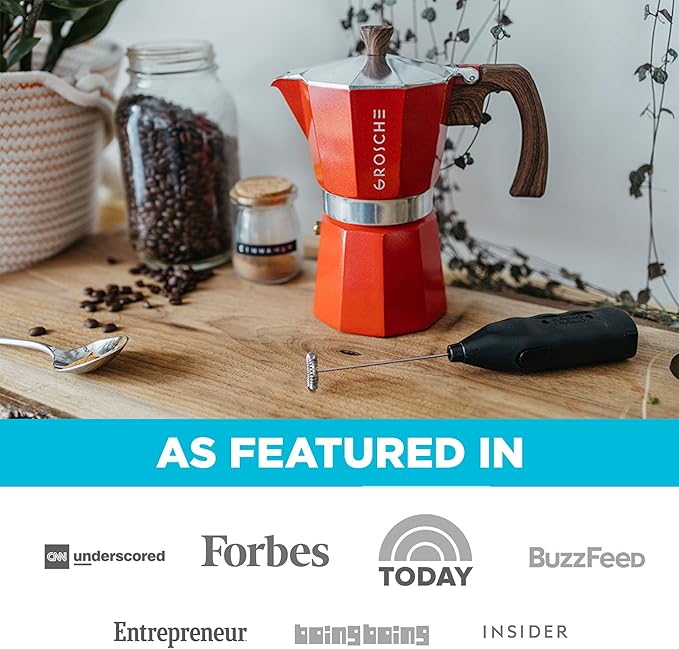 GROSCHE Milano Stovetop Espresso Maker Moka Pot 3 espresso Cup - 5oz, Red - Cuban Coffee Maker Stove top coffee maker Moka Italian espresso greca coffee maker brewer percolator