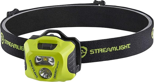 Streamlight 61424 Enduro Pro Haz-Lo 160-Lumen Multi Function Headlamp Includes 3 AAA Alkaline Batteries, Rubber Hard Hat Strap, Elastic Head Strap, 3M Dual Lock, Yellow