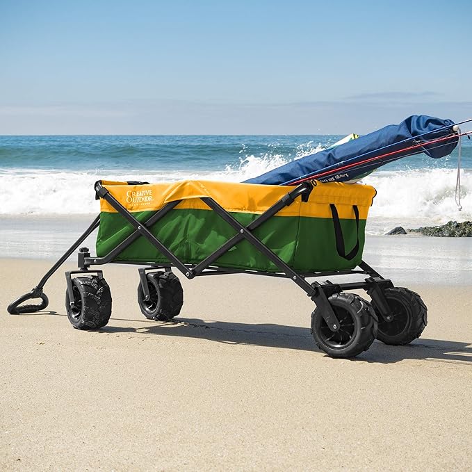 Creative Outdoor Push Pull Hauler Wagon for Kids, 200lbs Weight Capacity, All-Terrain Collapsible and Portable Folding Cart, Beach, Park, Garden, Camping & Tailgate