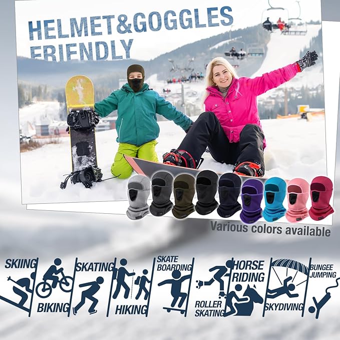 Kids Balaclava Windproof Ski Mask for Boy Girl (with Breathable Holes), Winter Hat Ski Mask for Cold Weather for Skiing