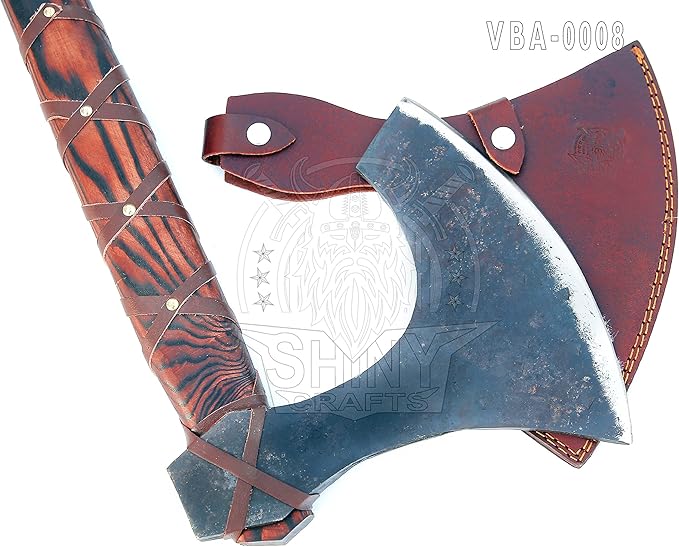 SHINY CRAFTS-Axes Handmade Viking Axe Hatchet Norse Axe- 40" Long Two-Handed Berserker Axe Forged Axe - Bearded Axe - with Sheath (VBA-08)