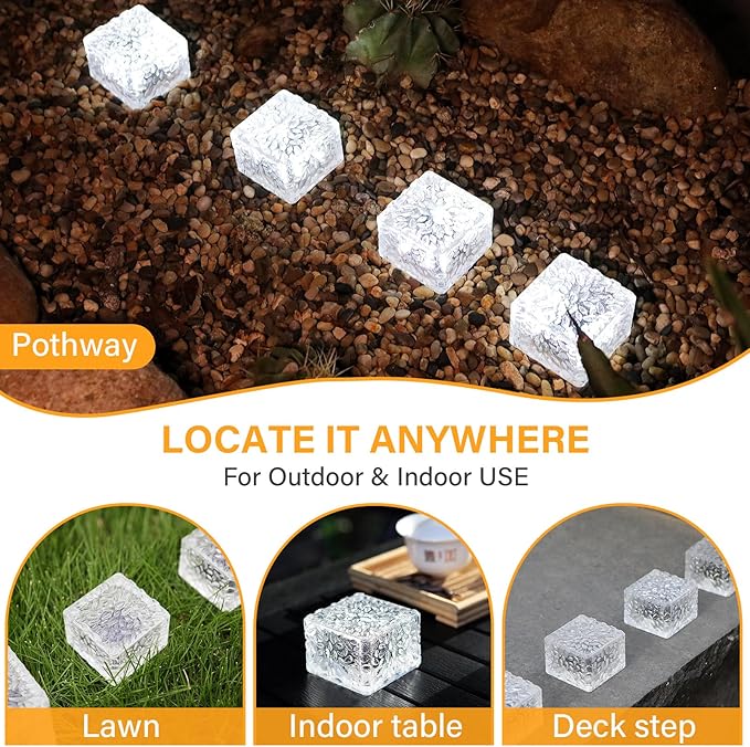 Solar Brick Lights Outdoor Waterproof Patio Brick Lights Garden Decor for Outside 3 Packs for Patio,Yard,Walkway,Pathway Decor