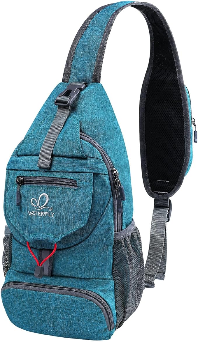 WATERFLY Packable Small Crossbody Sling Backpack Shoulder Chest Bag Daypack for Hiking Traveling