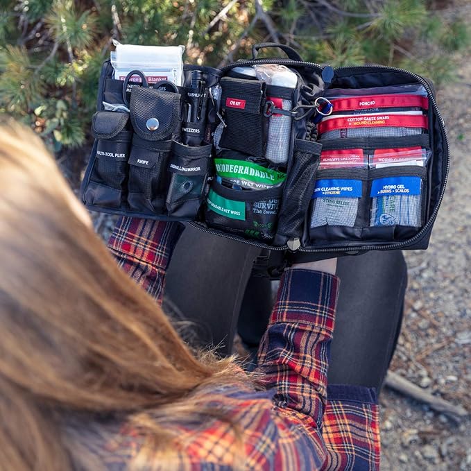 Surviveware 119 Pcs Comprehensive Premium Survival First Aid Kit - Medical Emergency Kit for Travel Camping Gear, Home Essentials & Outdoor Emergencies - HSA & FSA Eligible Survival Kit