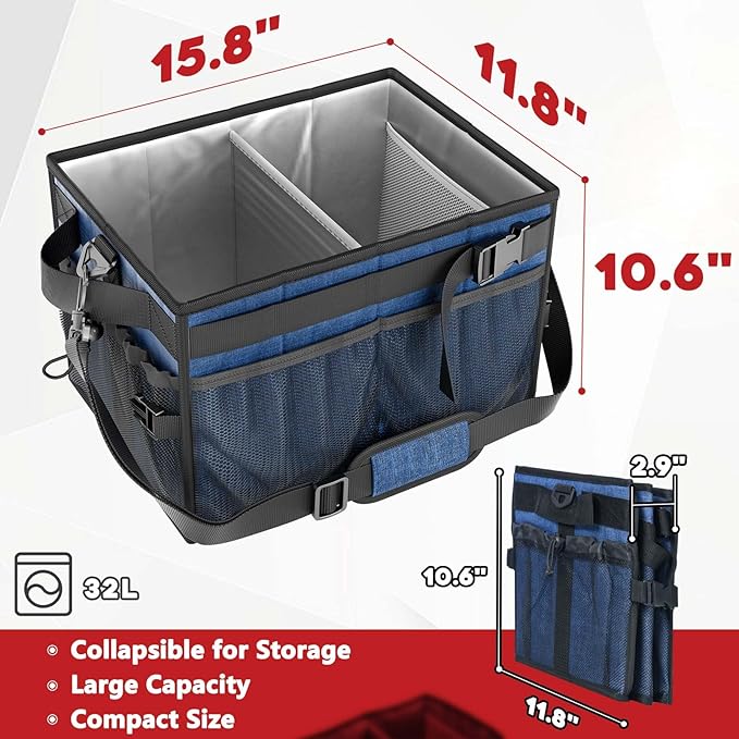 FANGSUN Large Grill and Picnic Caddy with Paper Towel Holder, BBQ Organizer for Utensil, Plate, Condiment, Collapsible & Easy Carry Griddle Caddy, Must Haves for Outdoor, Camper, Travel, Car, RV