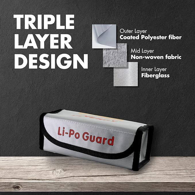 Tenergy 2 Pack, Fire Retardant Lipo Bags, Battery Bags for Charging and Storage, 7.3x3x2.4 inches Each