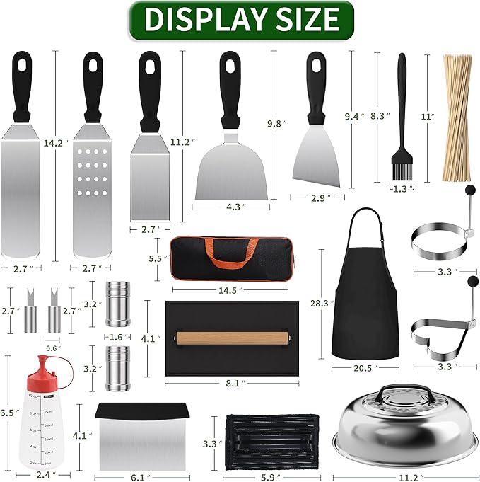 120 Pcs Griddle Accessories Kit for Blackstone - Perfect Flat Top Grill Accessories for Outdoor, Professional Round Melting Dome with Cast Iron Smash Burger Press for Barbecue.