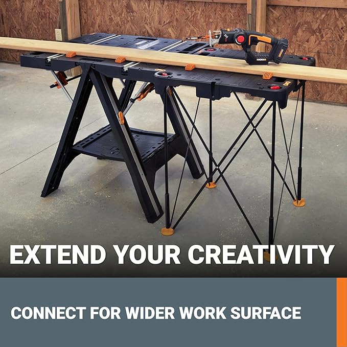 Worx WX066 Sidekick Folding Work Table, Portable All-in-one Work Bench