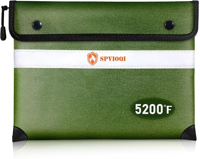 Upgraded 5200°F Fireproof Document Bag - Heat Insulated, Fireproof Safe Pouch with Zipper, 8 Layers of Functional Materials, Fireproof Money Bag for Cash/Documents/Valuables, Water Resistant Fire Bag