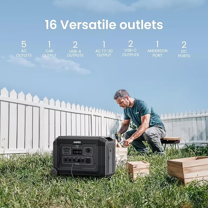 OUPES Mega 3 3600W Portable Power Station with 2048Wh Extra B2 Battery, 5120Wh Lifepo4 Power Station, Home Battery Backup with Expandable Capacity, Solar Generator for Home Use, Blackout, Camping, RV