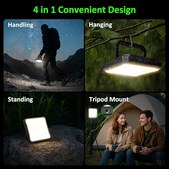 20000mAh Rechargeable Camping Lantern, Battery Powered LED Camping Lights, 1300LM Ultra Bright, 36H Runtime, 4 Modes, IPX4 Waterproof Tent Light Portable for Outdoor, Emergency, Blackout Survival Gear