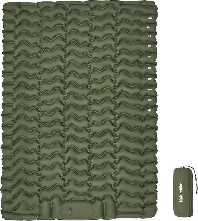 Naturehike Camping Sleeping Pad, Ultralight Inflatable Sleeping Mat with Pillow Built-in Foot Pump, 2.6 Inch Lightweight Air Mattress for Backpacking, Hiking, Traveling
