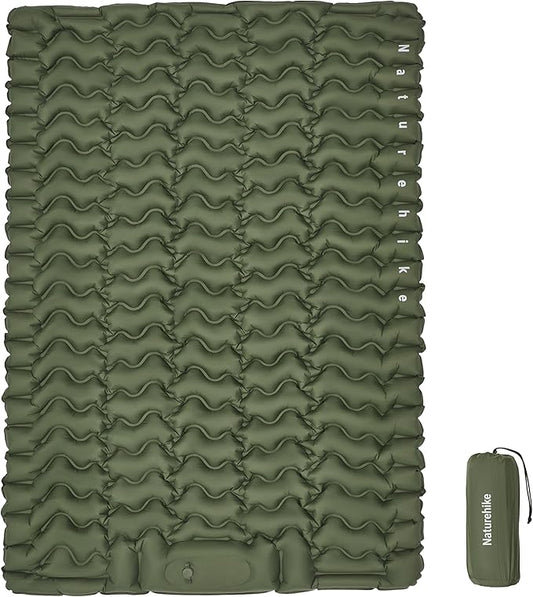 Naturehike Camping Sleeping Pad, Ultralight Inflatable Sleeping Mat with Pillow Built-in Foot Pump, 2.6 Inch Lightweight Air Mattress for Backpacking, Hiking, Traveling