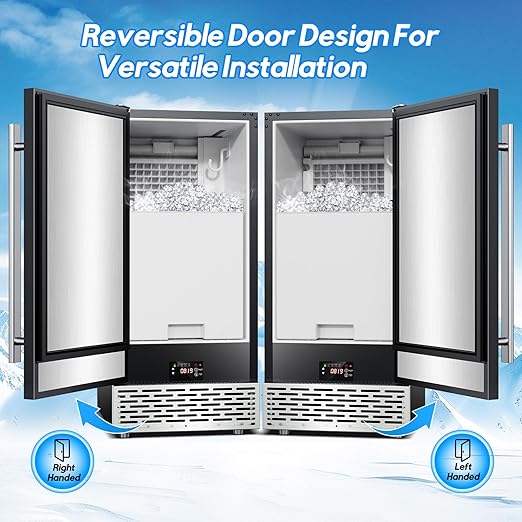 Under Counter Ice Maker, Ice Maker Machine Commercial, 120Lbs/24H with 35lbs Storage Bin, 40Pcs Cubes in 10Mins, Built in Ice Machine for Home Office Commercial, Black-2