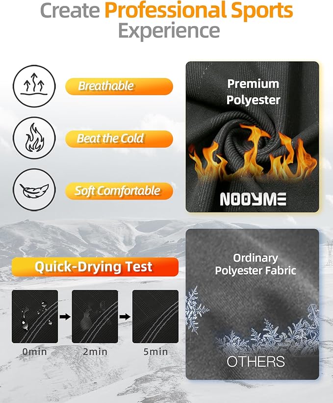 NOOYME Thermal Underwear Long Johns for Men - Long Underwear Base Layer for Cold Weather