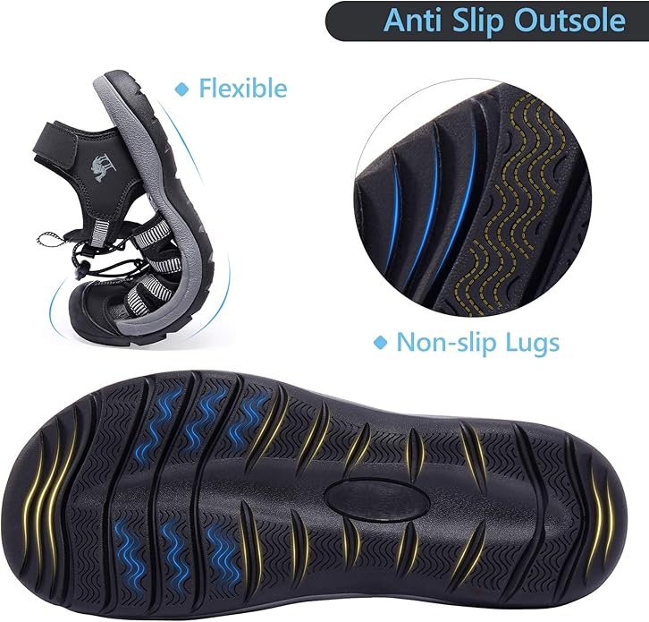 CAMELSPORTS Men's Hiking Sandals Closed Toe Outdoor Beach Sandal Waterproof Sport Fisherman Sandals Water Shoes