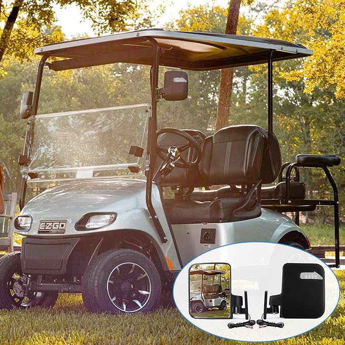 Universal Golf Cart Side Mirrors Rear View Mirror with Turn Signal Light for Club Car,EZGO and Yamaha Golf Carts