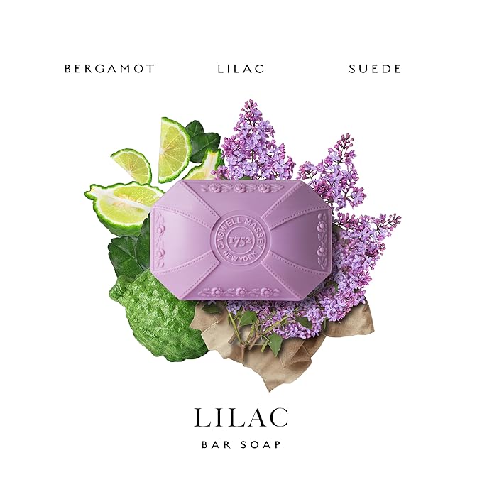 Caswell-Massey Natural Bar Soap for Women, Moisturizing Body Soap Bar for All Skin Types, Made with Essential Oils & Plant-Based Formula for Soft Skin, Lilac, 3.5 oz