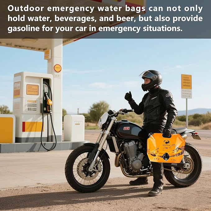 Collapsible 8L Water Storage Bag, BPA-Free Portable Folding Water Jug with Adjustable Faucet, Leakproof Emergency Water Bag for Camping, Hiking, Riding, Outdoor Sport (Blue & Orange 2)