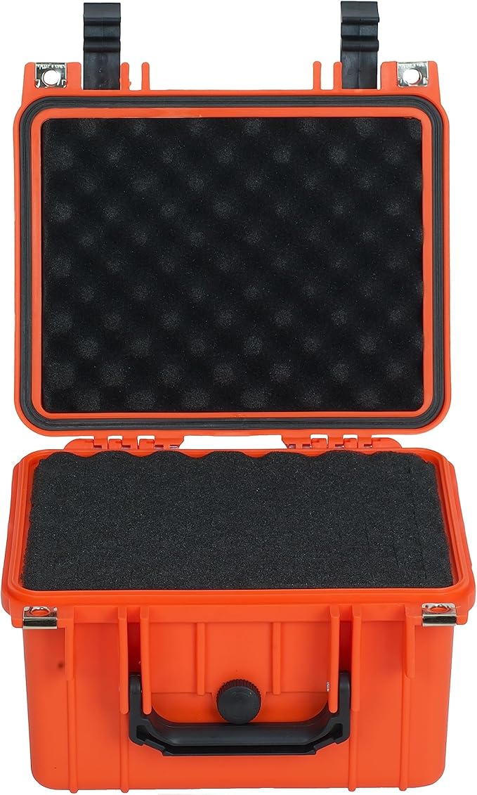 MEIJIA Portable All Weather IP67 Waterproof Camera Case,hard case with Customizable Fit Foam,Fit Use of Drones,Camera,Equipments,10.62 x9.68x6.87inches(Orange)