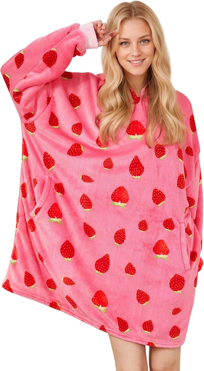 LetsFunny Blanket Hoodie,Oversized Wearable Sherpa Fleece Blanket Sweatshirt,Super Soft Warm Cozy with Giant Pocket,for Women Men Adults Teenagers Kids, One Size Fits All