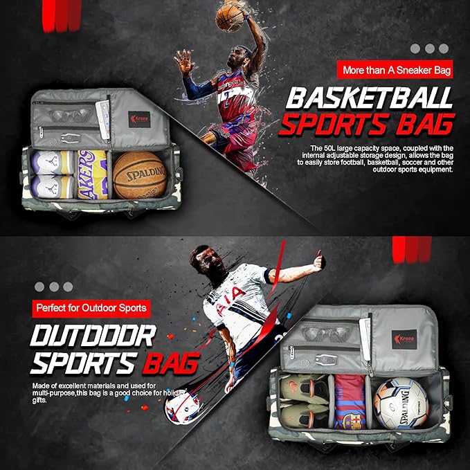 Sneaker Bag for Travel/Sneakerhead gift/Outdoor Sports Bag/Gym Bag /, A Multi-functional Travel Duffel Bag with 3 Adjustable Dividers, & Shoulder Strap,Made of Nylon, by Krone Kalpasmos-classic