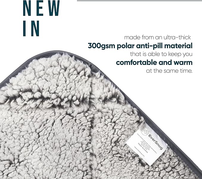 EverSnug Extra Thick Sherpa Fleece Blanket, Large - Waterproof, Windproof, Washable - For Camping, Picnics, Outdoors