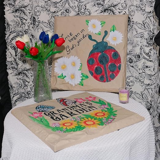 4Pcs Square Butterfly Stepping Stone Outdoor Garden Walkway, Durable Plastic Pavers for Patio, Pathway, and Landscaping, Weatherproof Stepping Stones with Ground Stakes for Easy Installation