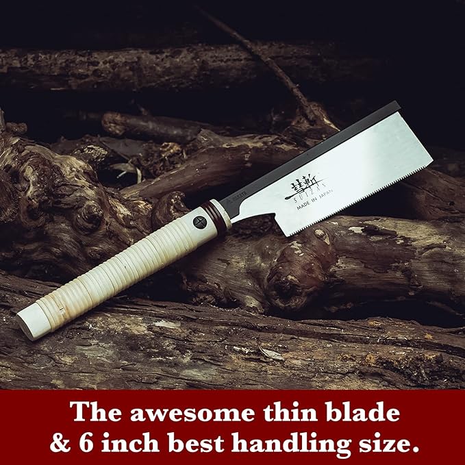 SUIZAN Dozuki Dovetail Saw 6" Crosscut - Professional Japanese Pullsaw Handsaw Woodworking Tools