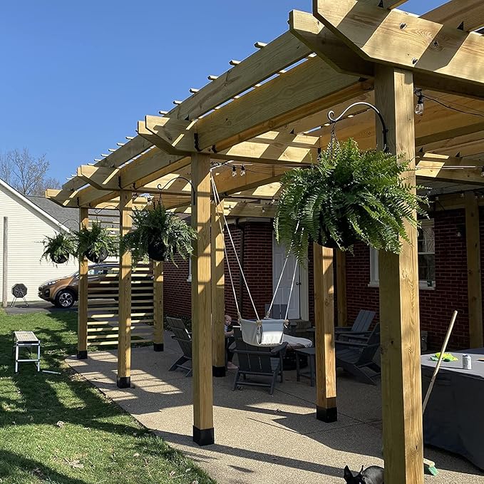 4Pack Heavy Duty Plant Hanger, 16inch Outdoor Hanging Plant Bracket, 60lbs Bearing Capacity Metal Wall Flower Pot Hanger Hooks, Wall Hanging Hooks for Wind Chimes, Bird Feeders, Lanterns