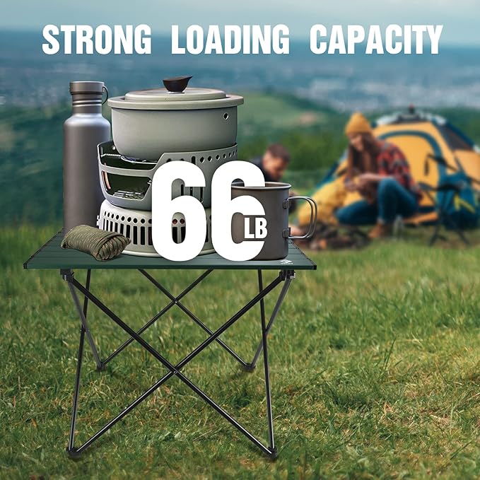 VILLEY Portable Camping Side Table, Ultralight Aluminum Folding Beach Table with Carry Bag for Outdoor Cooking, Picnic, Camp, Boat, Travel