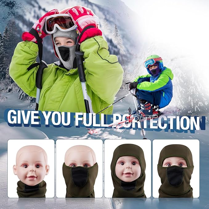 Kids Balaclava Windproof Ski Mask for Boy Girl (with Breathable Holes), Winter Hat Ski Mask for Cold Weather for Skiing