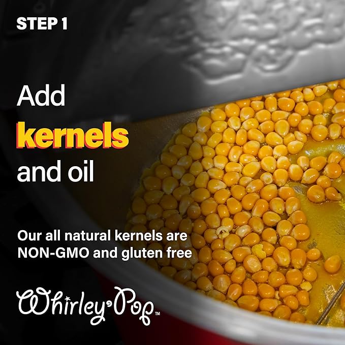 Original Whirley Pop Popcorn Maker - 6 Quart Popcorn Popper, Aluminum Popcorn Maker With Metal Gears, Wabash Valley Farms Stove Top Popcorn Maker, Gourmet Popcorn Pot, Culinary Popcorn Popper (Red)