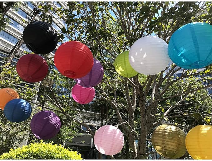 BEISHIDA 6-Inch White Paper Lanterns Decorative Chinese/Japanese Hanging Round Paper Lanterns Lamp for Birthday, Wedding, Christmas, Bridal, Home Decor, Party Decoration (6 Packs)