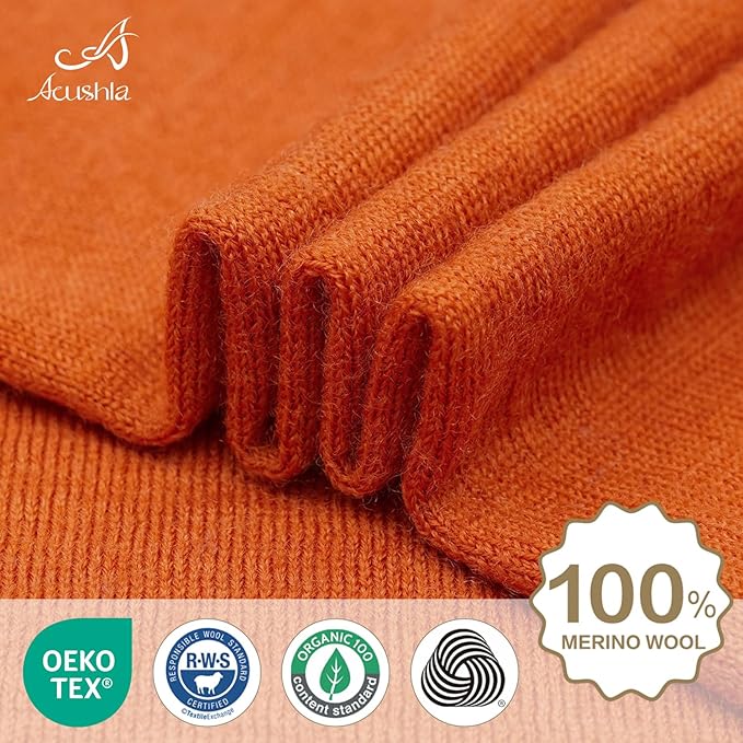 ACUSHLA 100% Merino Wool Neck Gaiter Ski Face Mask Scarf Neck Warmer for Men & Women All Weather