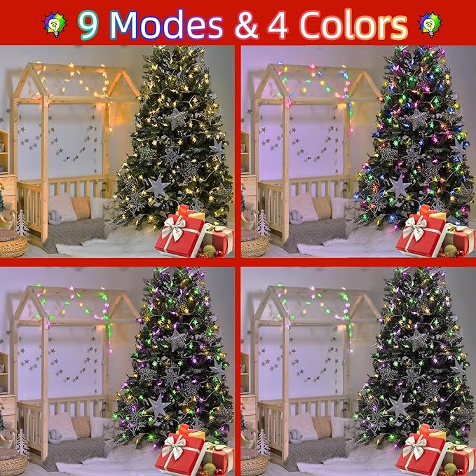 Star String Lights 360 LED 132FT, 8 Modes Plug in Star Fairy Lights with Timer & Memory, Indoor Outdoor Star Christmas Lights for Birthday Party Bedroom Wedding Home Classroom Decor Macaron Colors