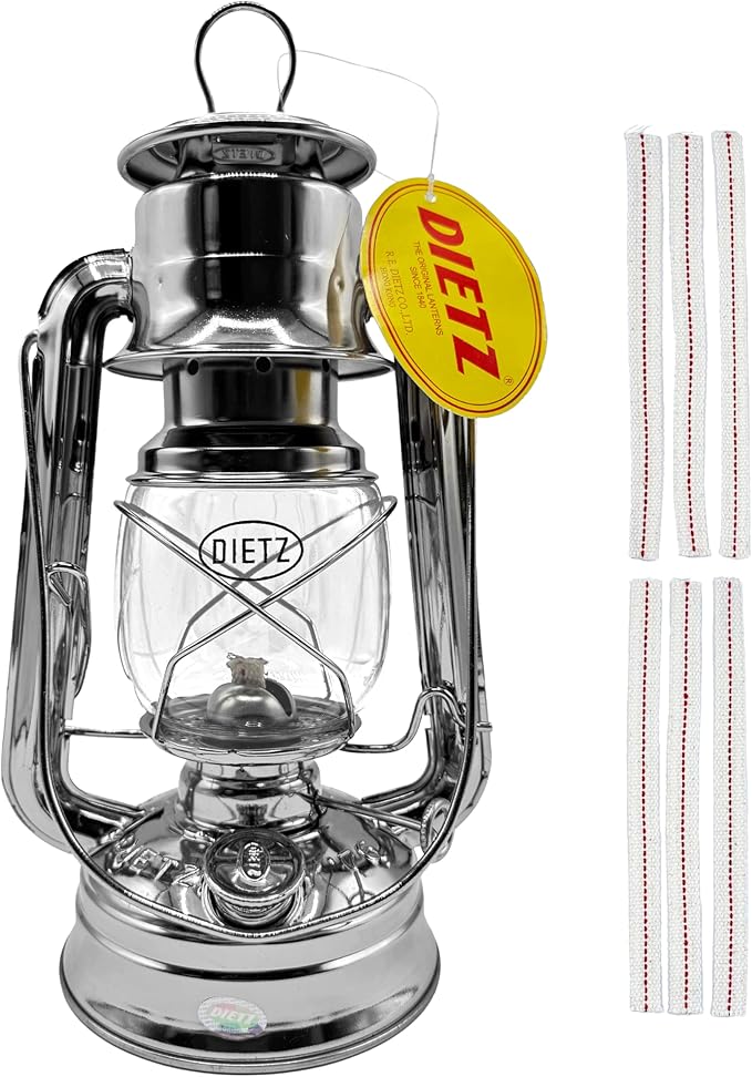 Light of Mine - Dietz #76 Original Nickel Oil Lantern with 1/2" Replacement Wick Strips (Nickel)